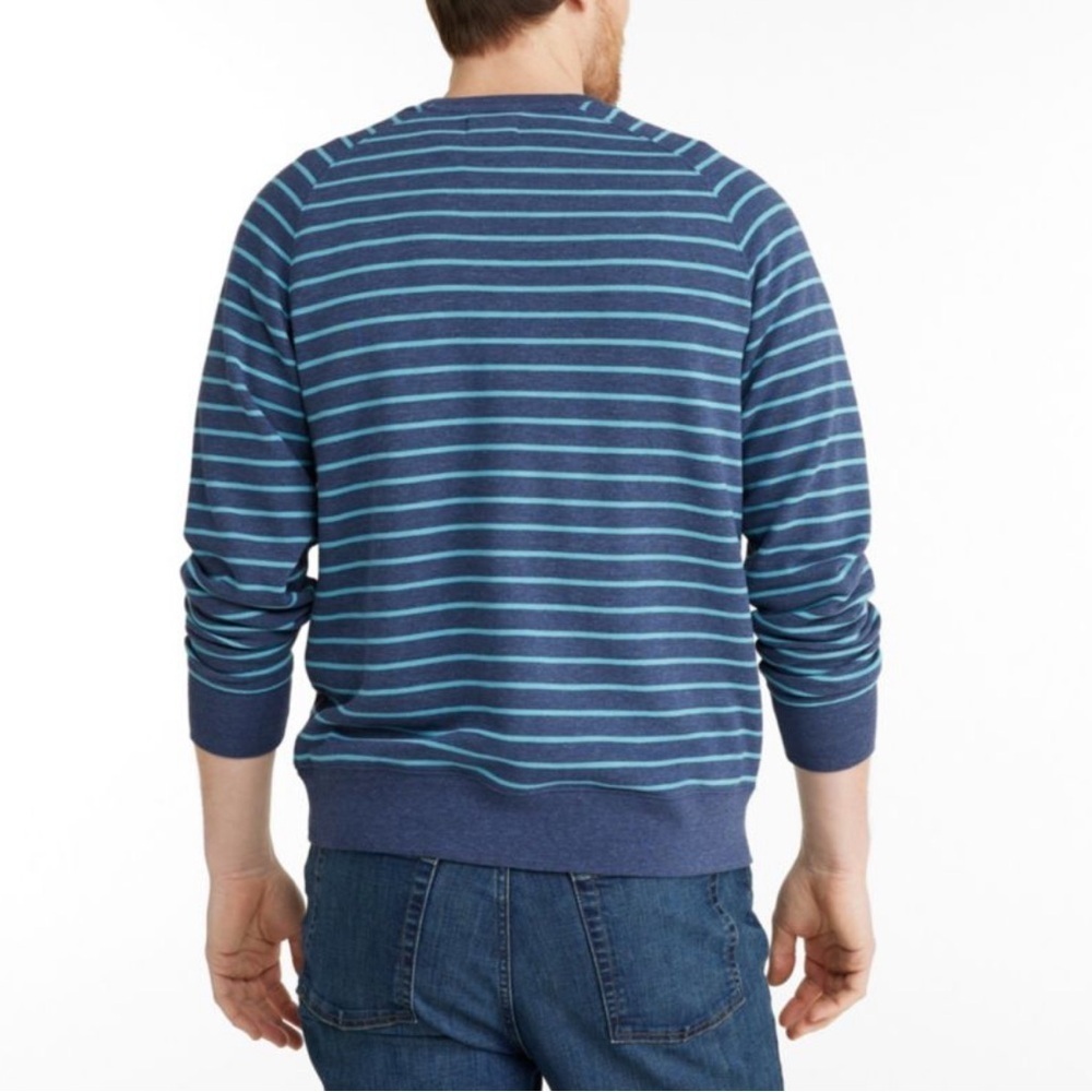 Men’s L.L. Bean Blue 'Lakewashed' Striped Cotton Crewneck Pullover Size Medium - Picture 5 of 11